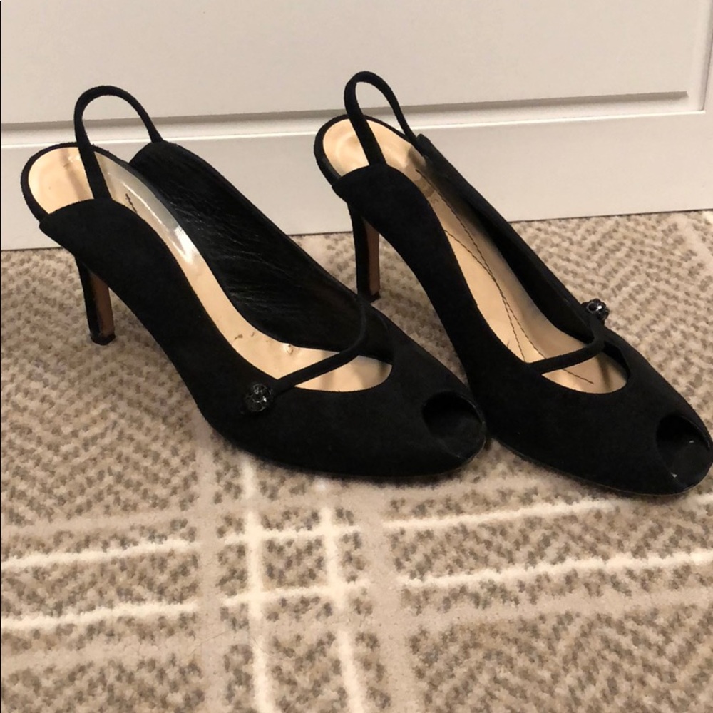 Kate spade black suede peep toes 7.5